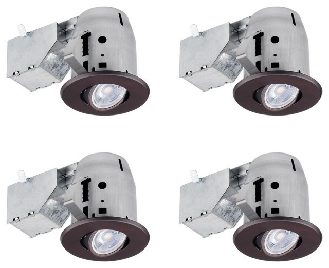 Ceiling Fans |  3″ Oil Rubbed Bronze Swivel Recessed Lighting Kit (4-Pack)