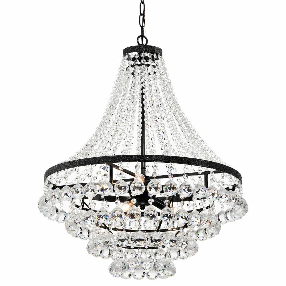 Ceiling Fans |  7-Light Antique Black And Crystal Empire Four Tier Chandelier