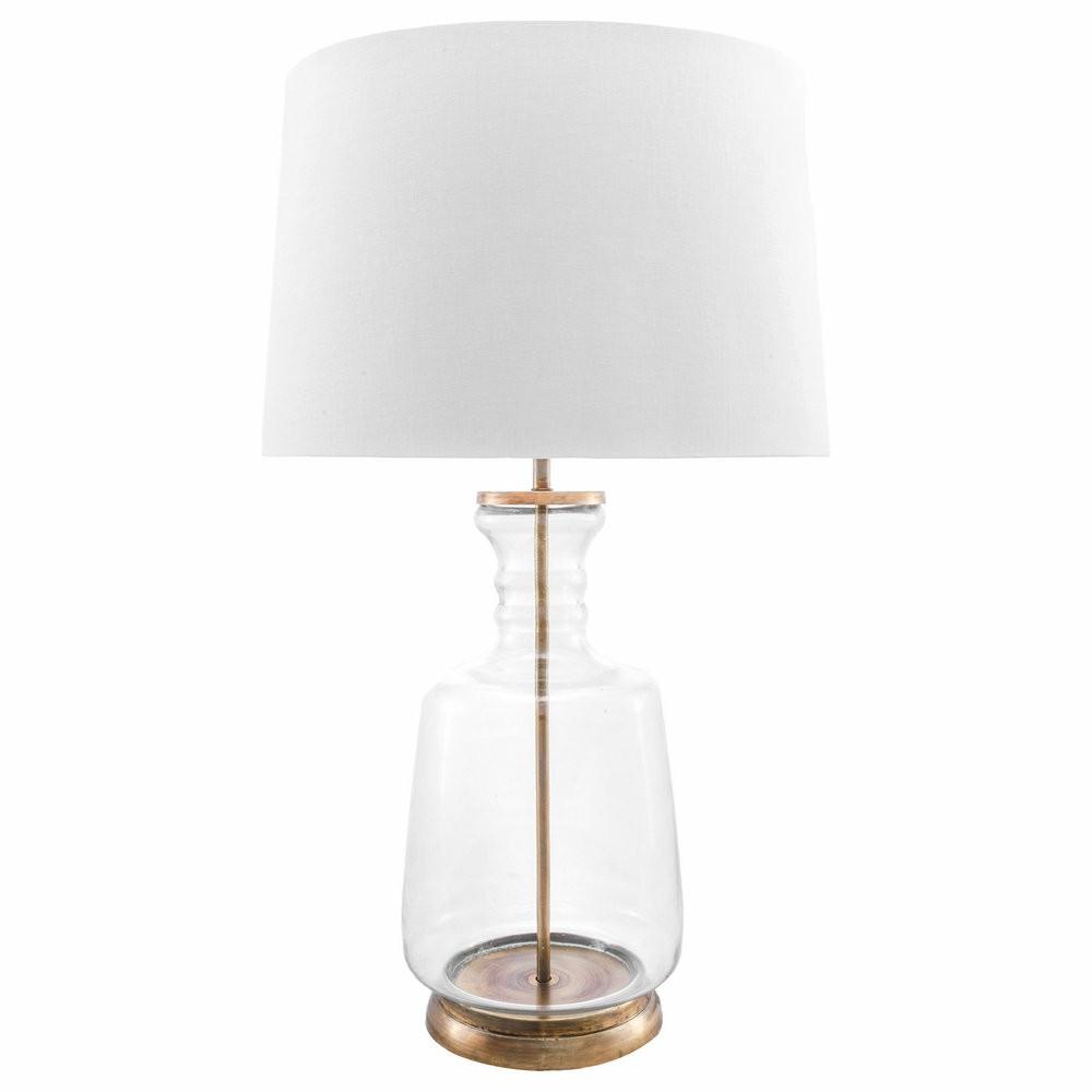 Ceiling Fans |  Clear Iron And Glass Cotton Shade Gold Finish 3-Way Switch Table Lamp, 24″