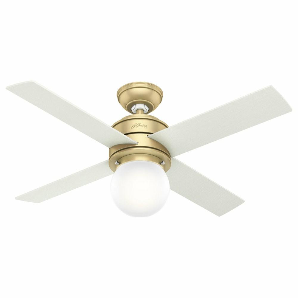 Ceiling Fans |  Hunter 44″ Hepburn Modern Brass Ceiling Fan With Light Kit And Wall Control