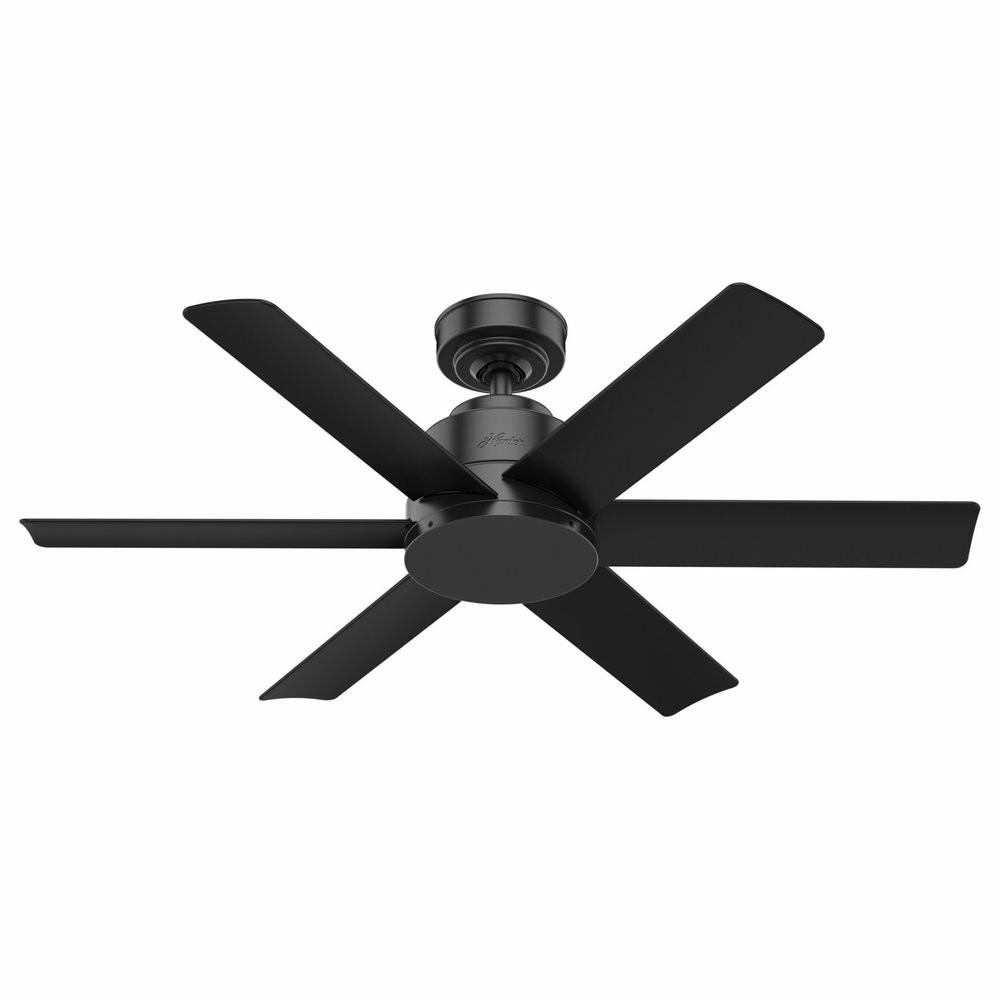 Ceiling Fans |  Hunter 44″ Kennicott Matte Black Outdoor Ceiling Fan With Wall Control