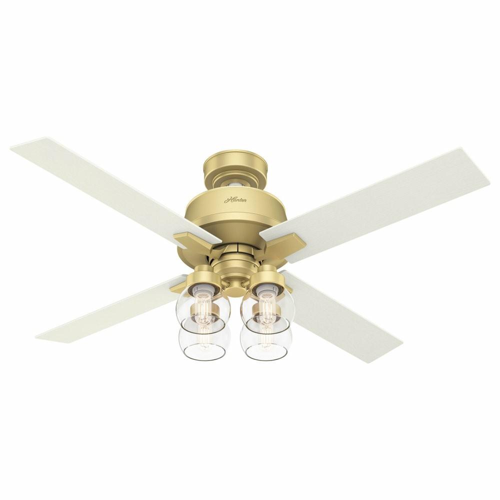 Ceiling Fans |  Hunter 52″ Viven Modern Brass Ceiling Fan With Led Light Kit And Remote Control