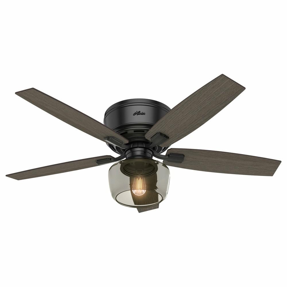 Ceiling Fans |  Hunter Fan Company 52″ Bennett Low Matte Black Ceiling Fan, Light/Remote