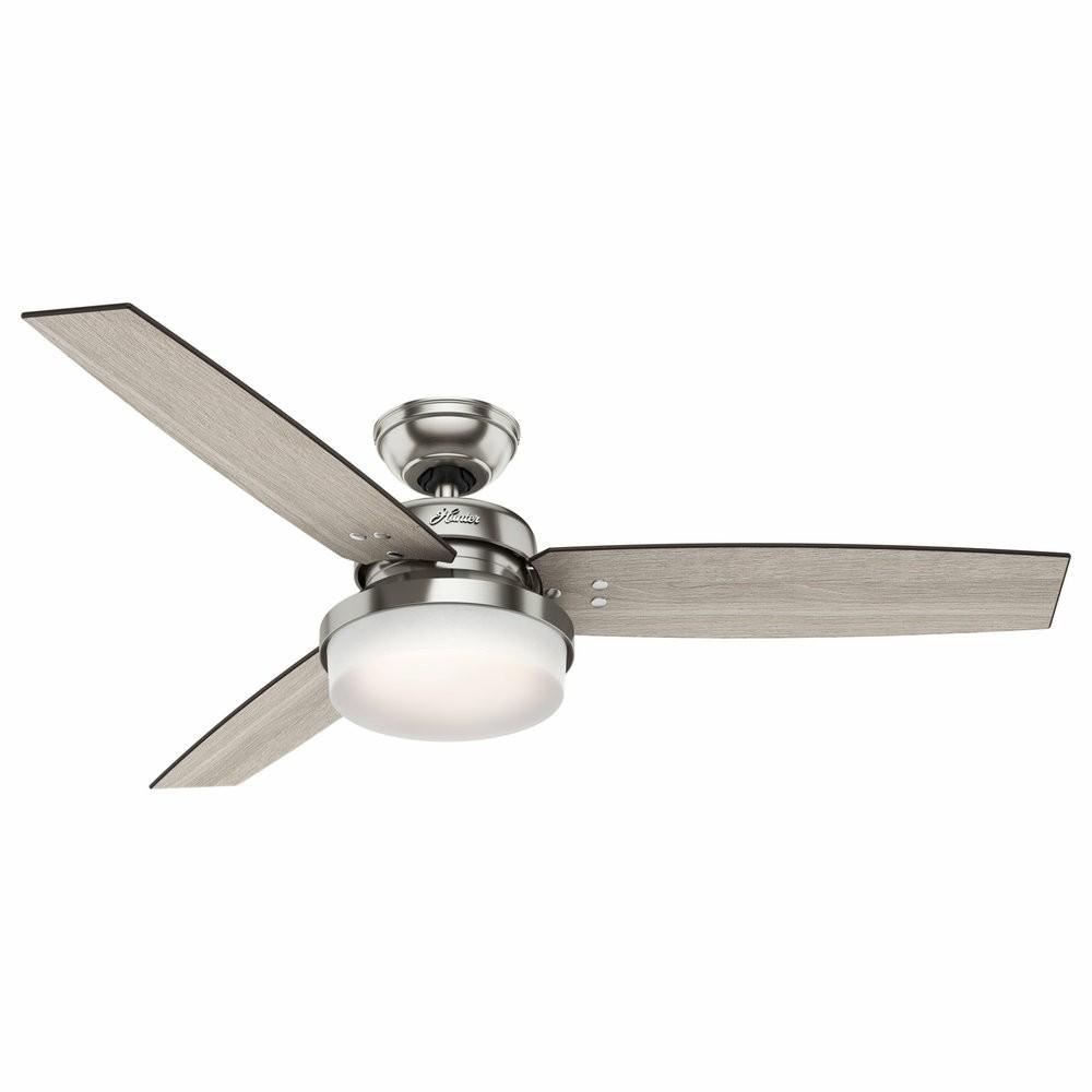 Ceiling Fans |  Hunter Fan Company 52″ Sentinel Brushed Nickel Ceiling Fan With Light And Remote