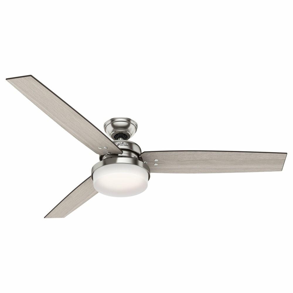 Ceiling Fans |  Hunter Fan Company 60″ Sentinel, Led Brushed Nickel Ceiling Fan, Light & Remote