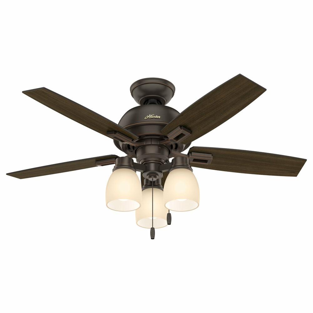 Ceiling Fans |  Hunter Fan Company  44″ Donegan Three Light  Ceiling Fan With Light, Onyx Bengal