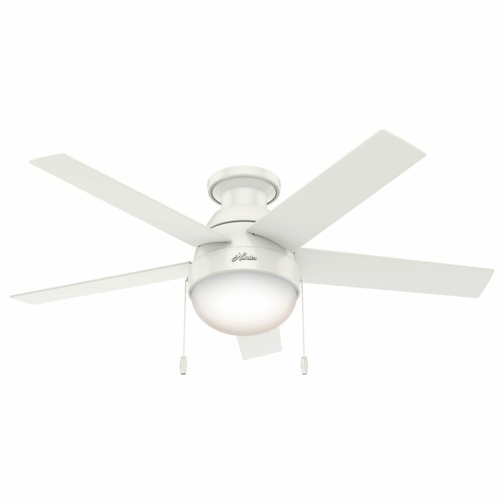 Ceiling Fans |  Hunter Fan Company  46″ Anslee Low Profile  Ceiling Fan With Light, Fresh White