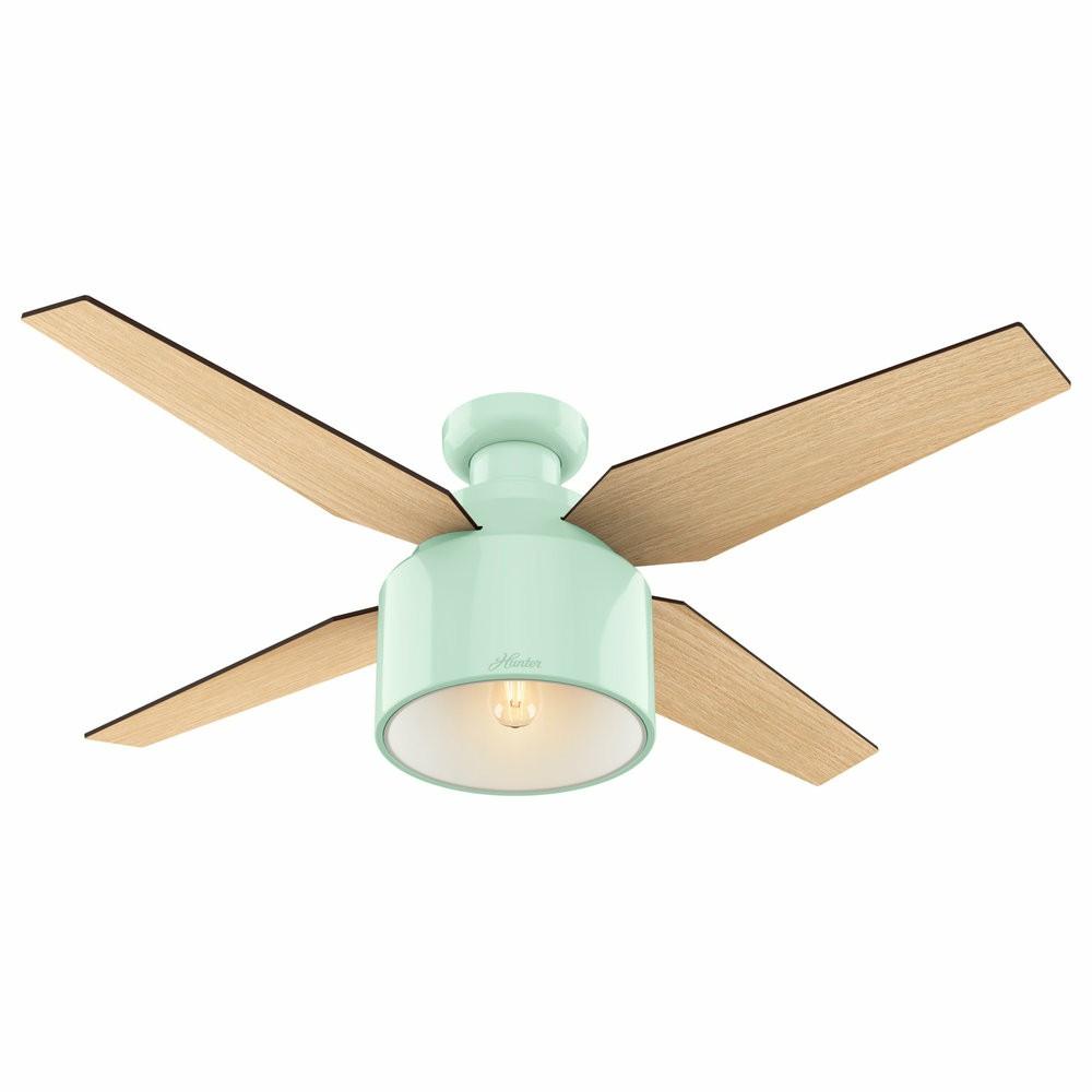 Ceiling Fans |  Hunter Fan Company Cranbrook Low Profile Mint Ceiling Fan With Light/Remote, 52″