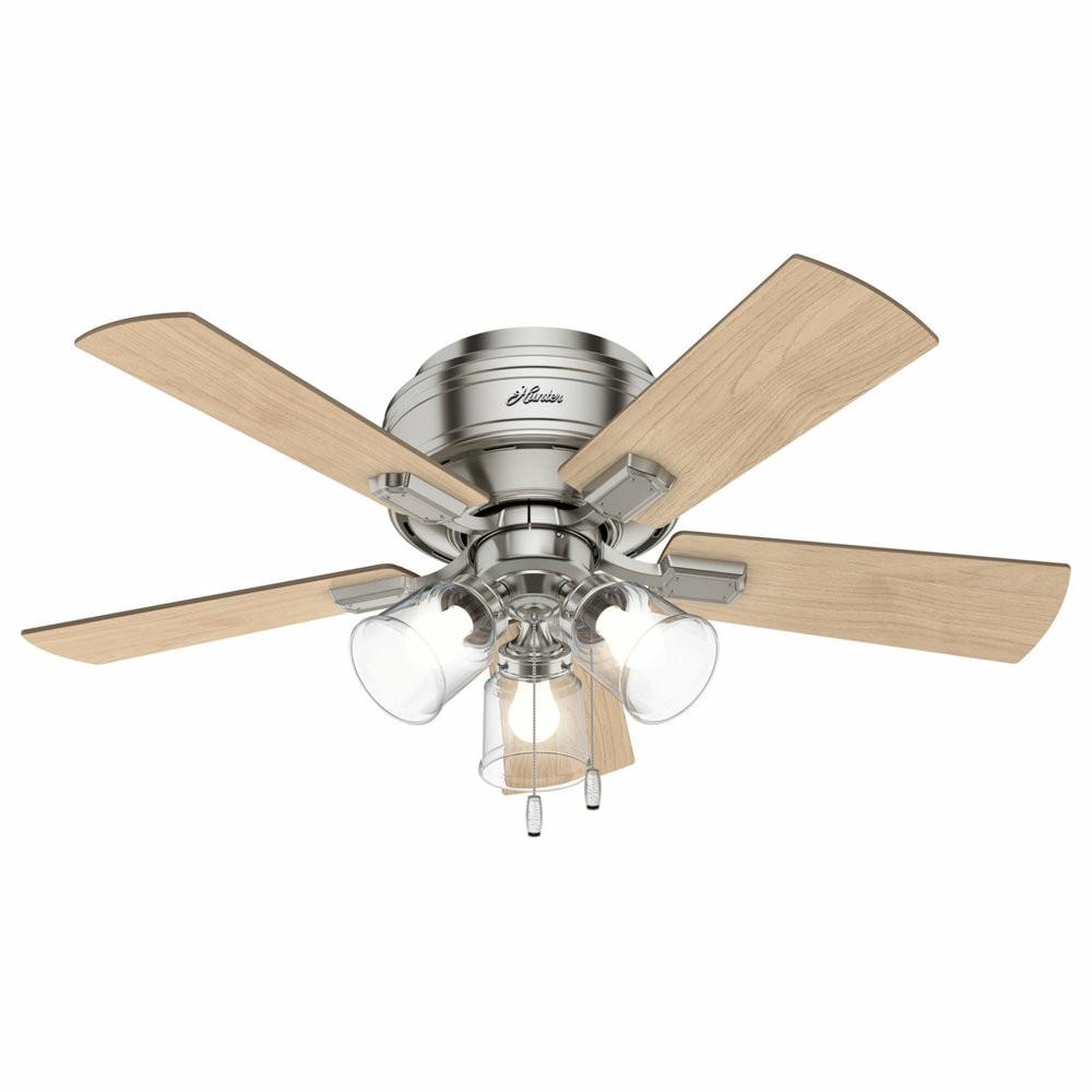 Ceiling Fans |  Hunter Fan Company Crestfield Brushed Nickel Ceiling Fan With Light, 42″