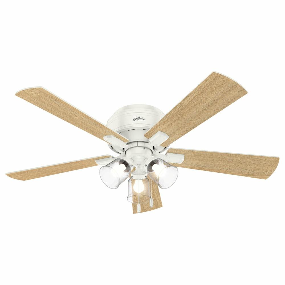 Ceiling Fans |  Hunter Fan Company Crestfield Fresh White Ceiling Fan With Light, 52″