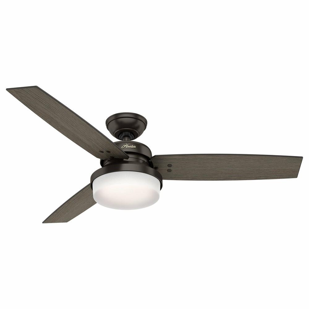 Ceiling Fans |  Hunter Fan Company Sentinel Premier Bronze Ceiling Fan With Light/Remote, 52″