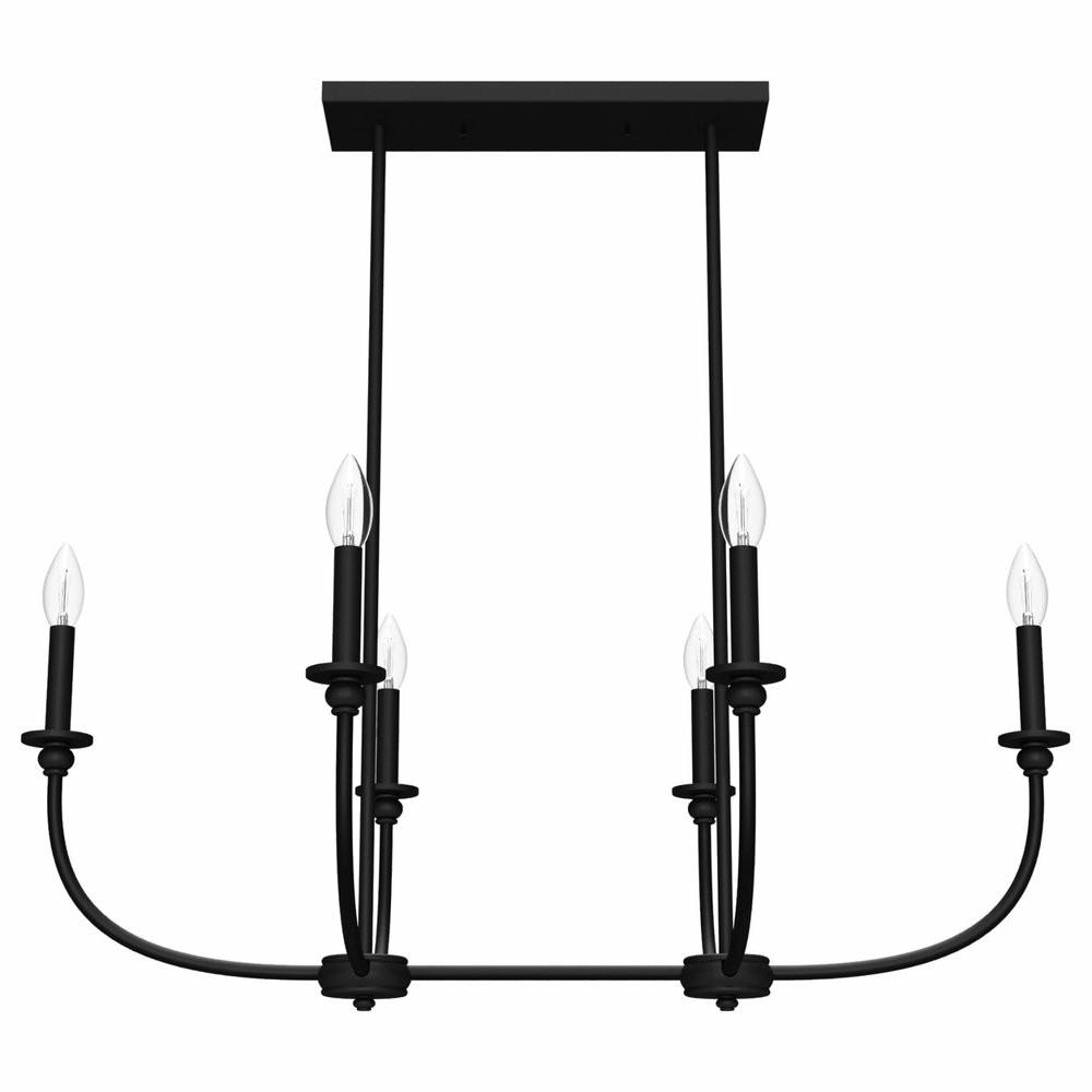 Ceiling Fans |  Hunter Southcrest 6-Light Linear Chandelier In Flat Matte Black