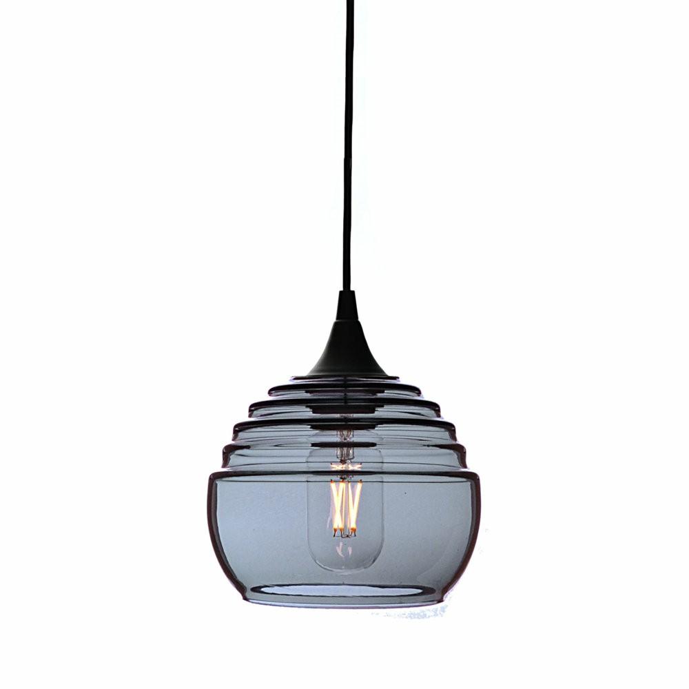 Ceiling Fans |  Lucent Pendant No. 302A, Gray Glass Shade, Matte Black Hardware