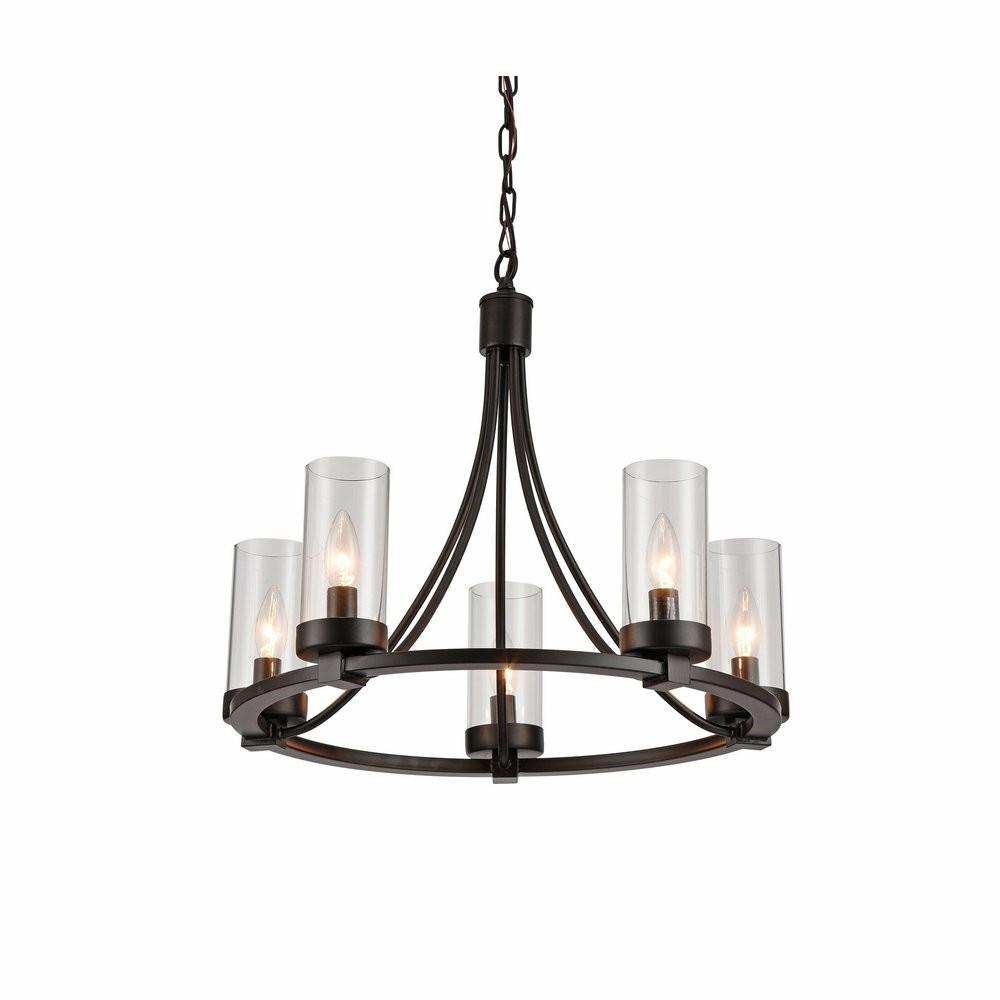 Ceiling Fans |  Newton Black 5-Light Pendant With Glass Shade