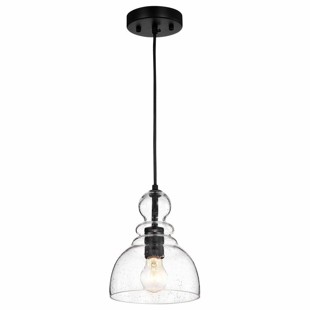 Ceiling Fans |  Warehouse Of Tiffany Matte Black 1-Light Decanter Seeded Glass Pendant Hm022/1