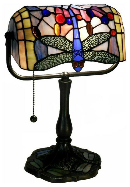 Floor Lamps |  Indoor 1-Light Dragonfly Bronze Banker Desk Lamp