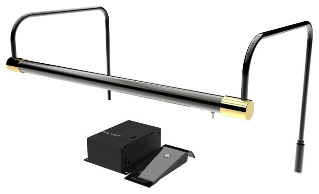 Flush-Mount Lights |  16″ Tru-Slim Gallery Light, Black/Brass With Hard Wire Kit And Remote