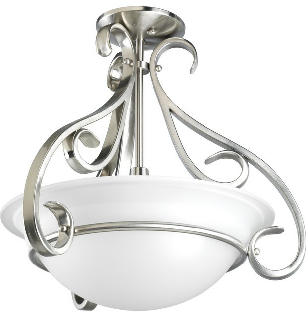 Flush-Mount Lights |  3-Light Foyer, Brushed Nickel