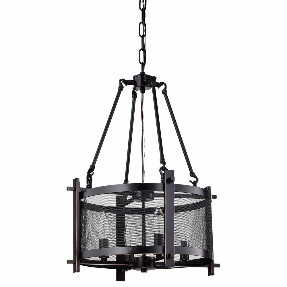 Flush-Mount Lights |  Aludra 4-Light Oil Rubbed Bronze Metal Mesh Shade Ceiling Fixture Chandelier