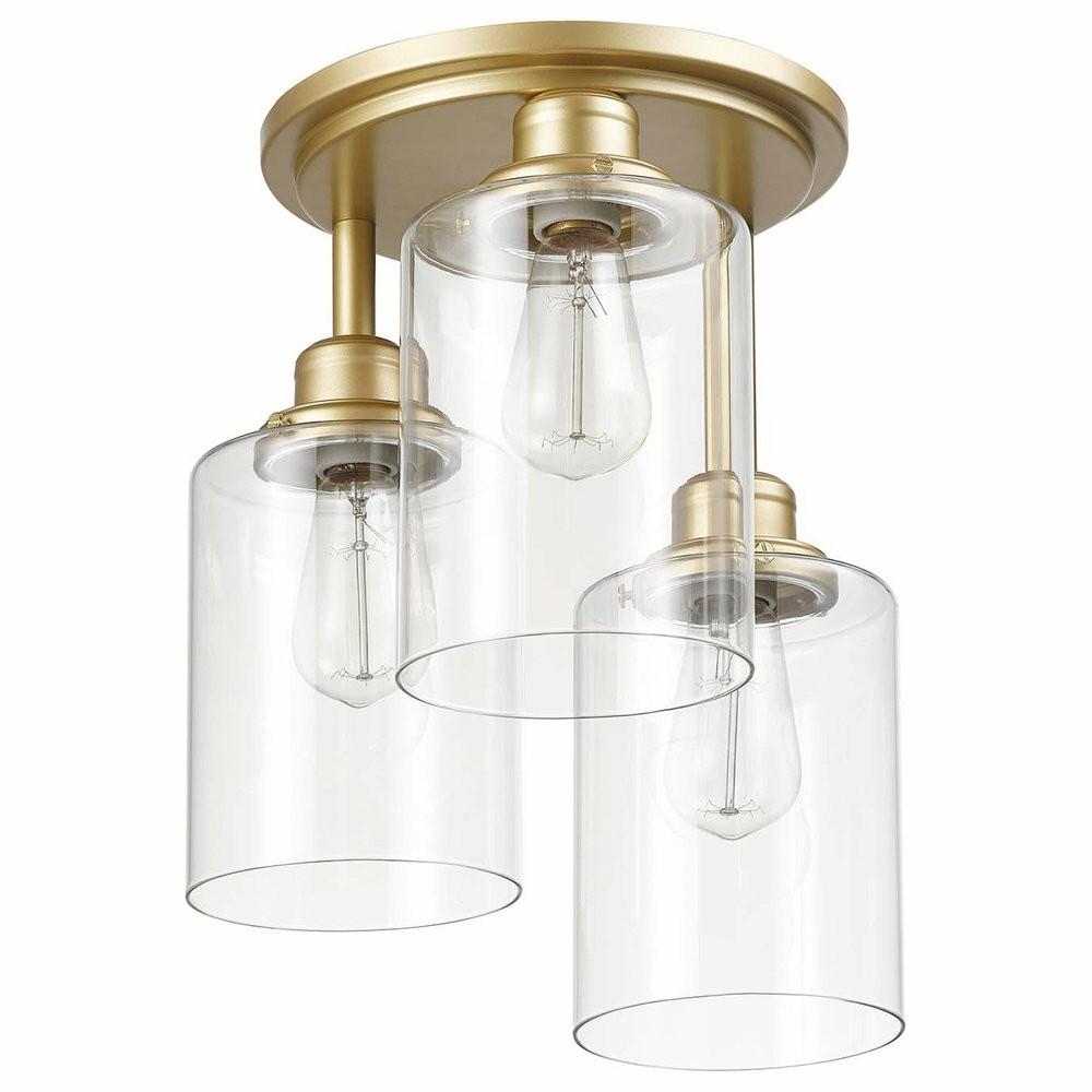 Flush-Mount Lights |  Annecy 3-Light Matte Gold Flush Mount Ceiling Light With Clear Glass Shades