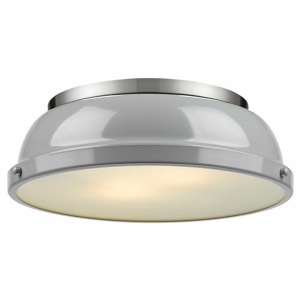 Flush-Mount Lights |  Duncan 14″ Flush Mount, Pewter With Gray Shade