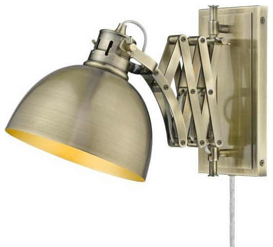 Flush-Mount Lights |  Golden Lighting Hawthorn, 1 Light Articulating Wall Sconce, Antique Brass