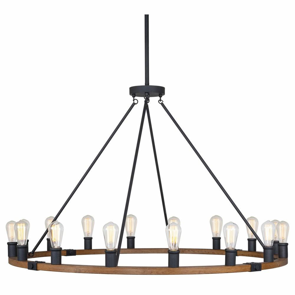 Flush-Mount Lights |  Kira Home Jericho 48″ Rustic Farmhouse Wagon Wheel Chandelier, Round Kitchen