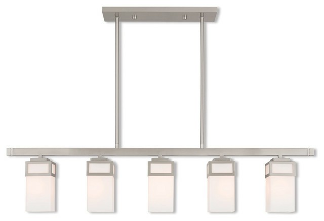 Flush-Mount Lights |  Livex Lighting Harding Brushed Nickel Light Linear Chandelier