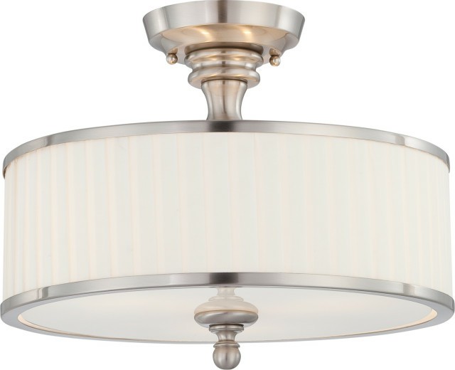 Flush-Mount Lights |  Nuvo Lighting 60/4737 Candice 3 Light 15″W Semi-Flush Drum – Brushed Nickel