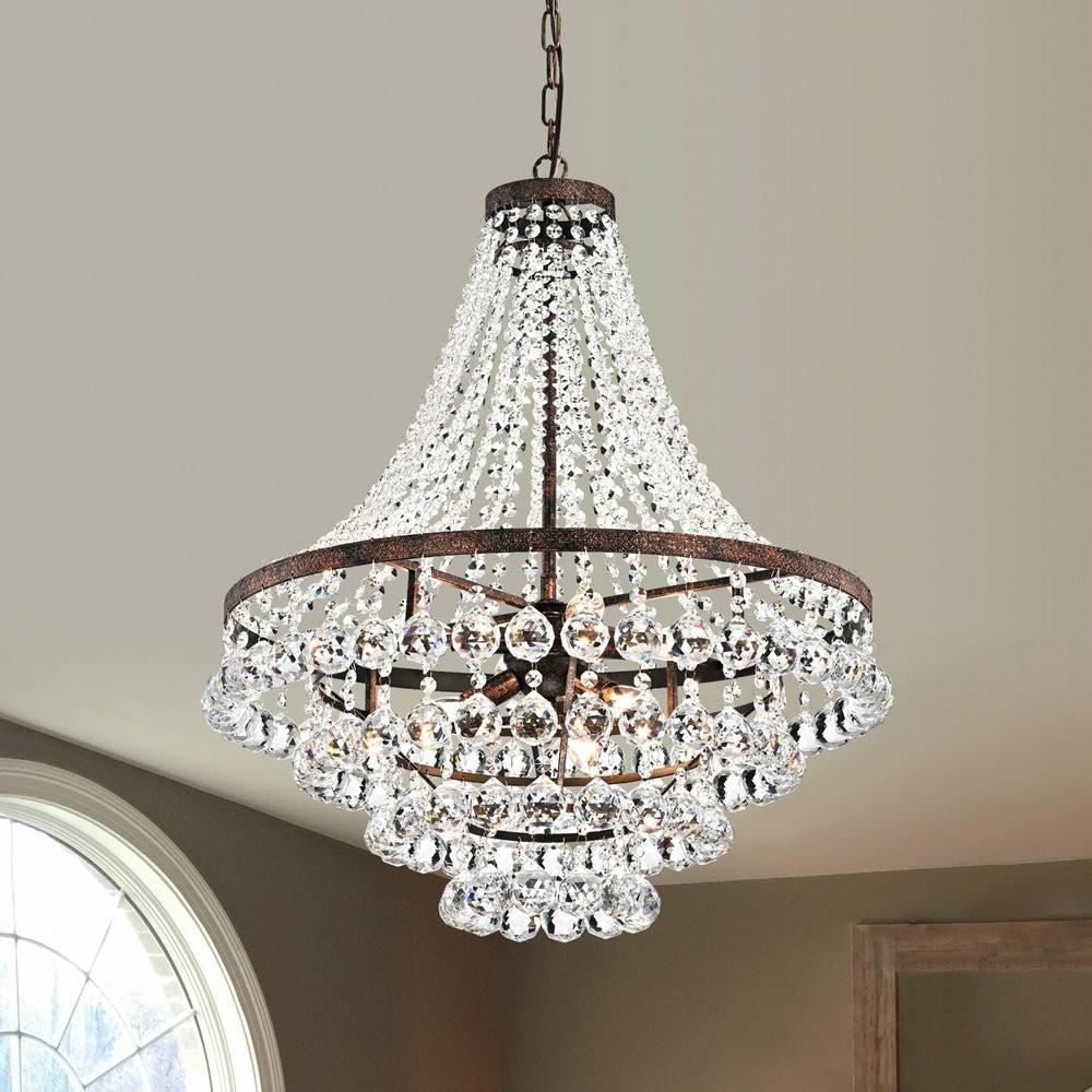 Flush-Mount Lights |  Towne Parke 7-Light Antique Copper And Crystal Empire 4 Tier Chandelier