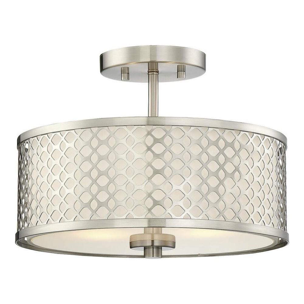 Flush-Mount Lights |  Trade Winds Hutchins Drum Semi-Flush Mount Ceiling Light In Brushed Nickel