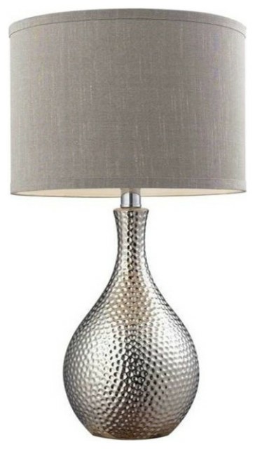 Lamp Sets |  22″ Hammered Chrome Table Lamp, Chrome, Standard