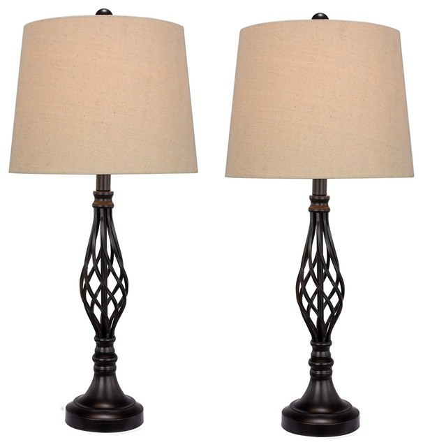 Lamp Sets |  27″ Black Metal Table Lamps, Set Of 2