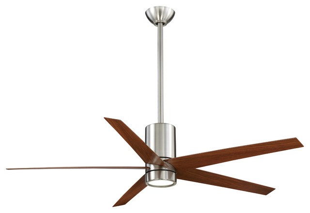 Lamp Sets |  Led Ceiling Fan, Brushed Nickel/Dark Walnut With Etched Glass