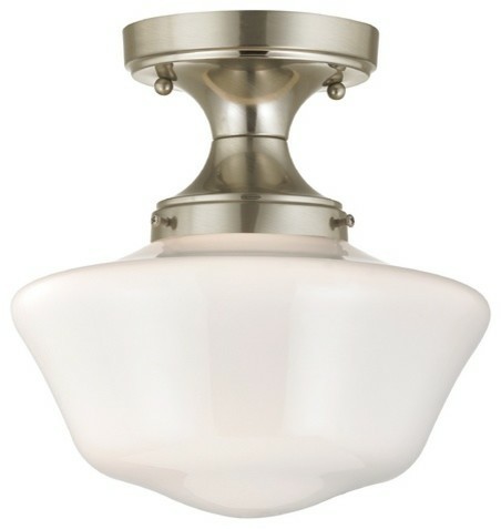 Pendant Lighting |  10-Inch Schoolhouse Ceiling Light In Satin Nickel Finish