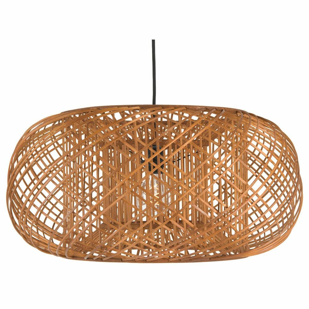 Swing Arm Wall Lamps |  Bamboo Crisscross Pendant Lamp, Rustic Brown