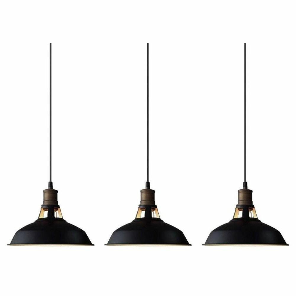 Swing Arm Wall Lamps |  Black Barn Industrial Pendant Lighting Loft Light Fixture, Set Of 3