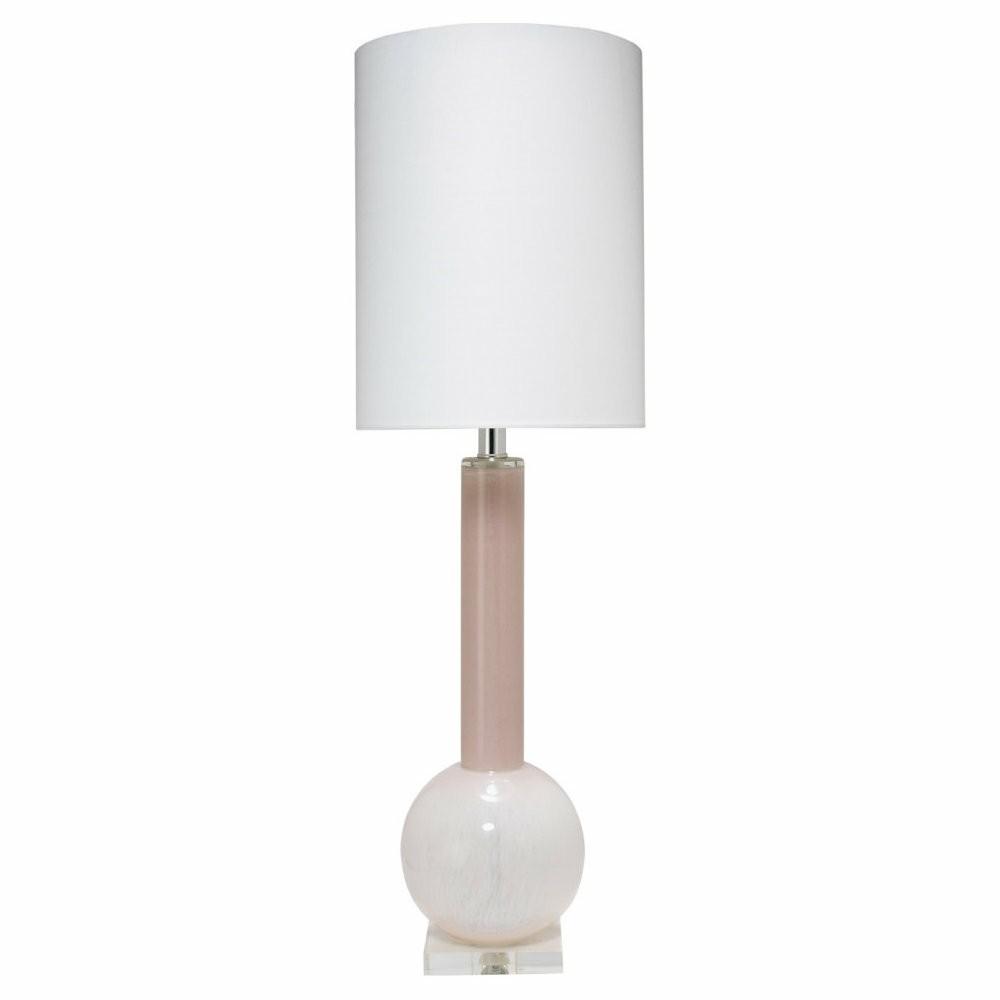 Table Lamps |  Studio Table Glass Lamp, With Tall Thin Drum Shade, Pink