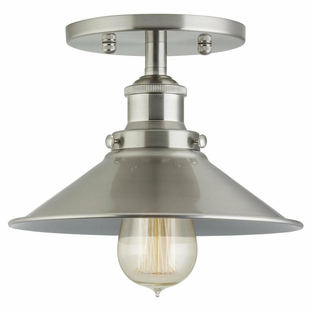 Wall Sconces |  Andante Industrial Semi Flushmount Ceiling Lamp, Brushed Nickel