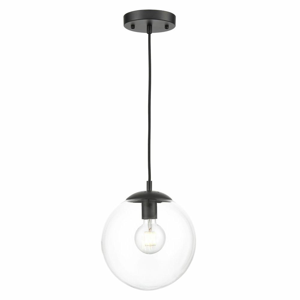 Wall Sconces |  Aura Globe Pendant, Black And Clear