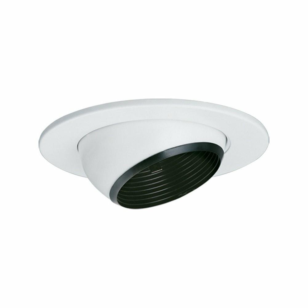 Chandeliers |  5″ Line Voltage Adjustable Eyeball, Black Baffle, White Trim