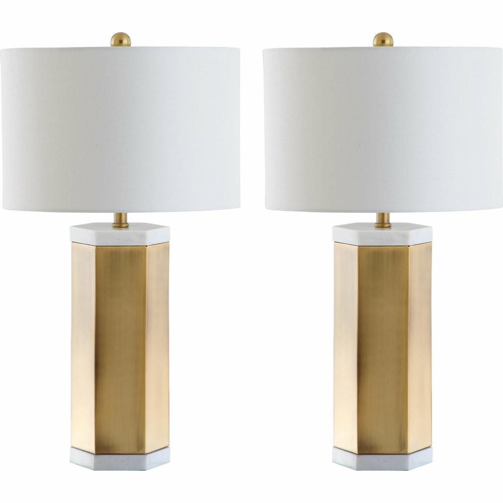 Chandeliers |  Alya Table Lamp (Set Of 2) – White, Brass Gold