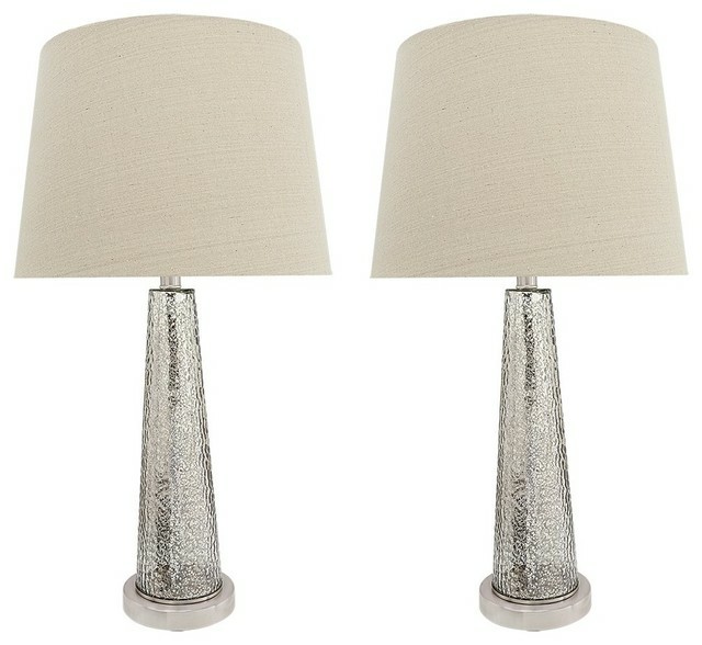 Lamp Sets |  40170-12, 30″ Glass Table Lamp, Satin Nickel, Set Of 2