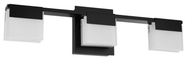 Recessed Lighting |  3-Light, 22W Led Bath/Vanity Light, Matte Black/Frosted Glass