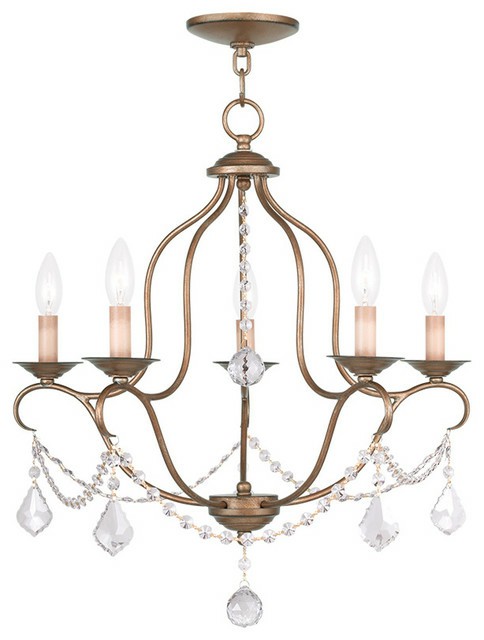 Bathroom Vanity Lights |  Chesterfield Chandelier, Antique Gold Leaf