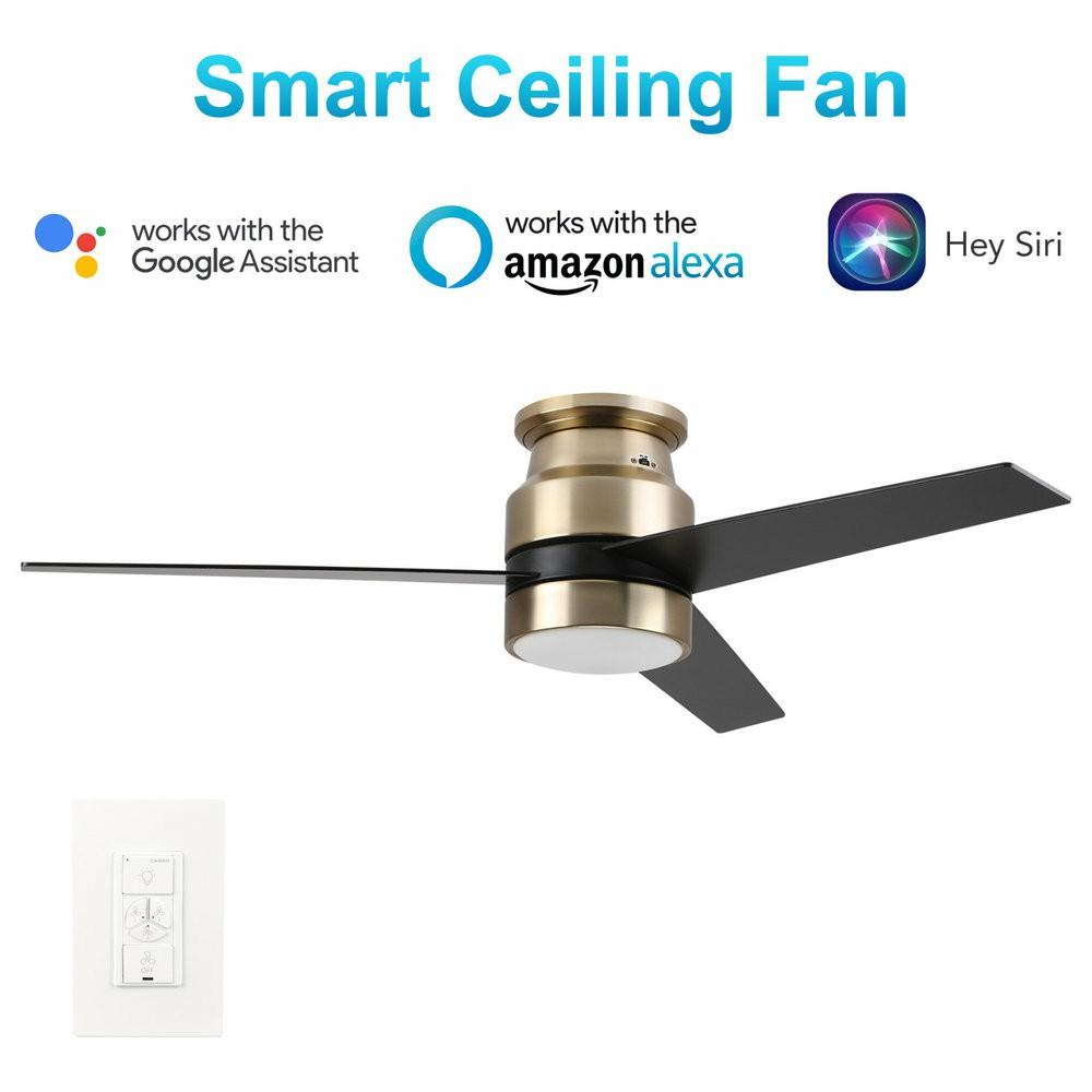 Ceiling Fans |  Carro 52” Indoor Ceiling Fan With Light Wall Control And Remote By Wifi App, Golden