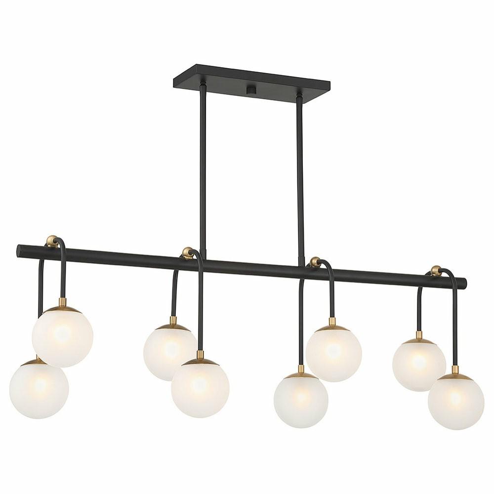 Chandeliers |  Couplet 8-Light Linear Chandelier, Matte Black With Warm Brass Accents