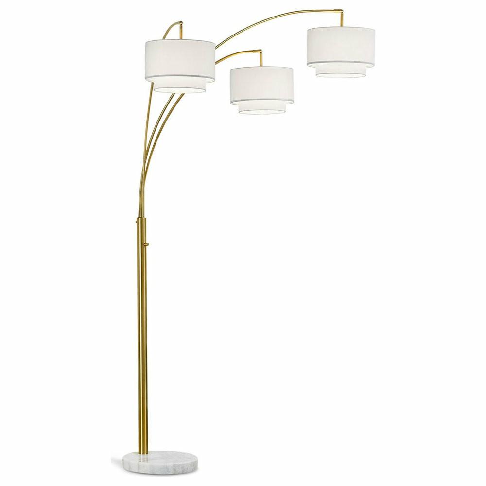 Floor Lamps |  Broadway 3-Light Arch Floor Lamp, Antique Brass/White