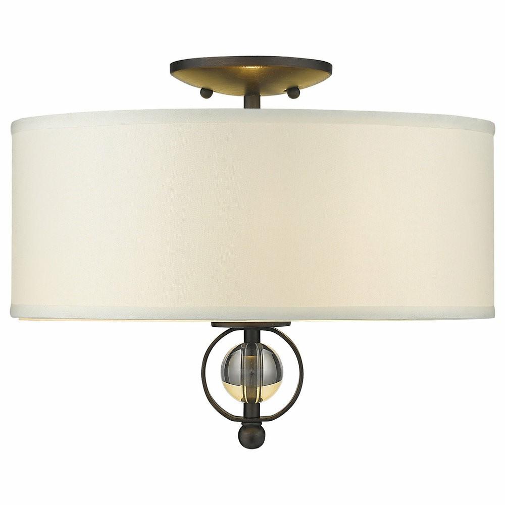 Table Lamps |  Cerchi Flush Mount, Rubbed Bronze, Opal Satin Shade