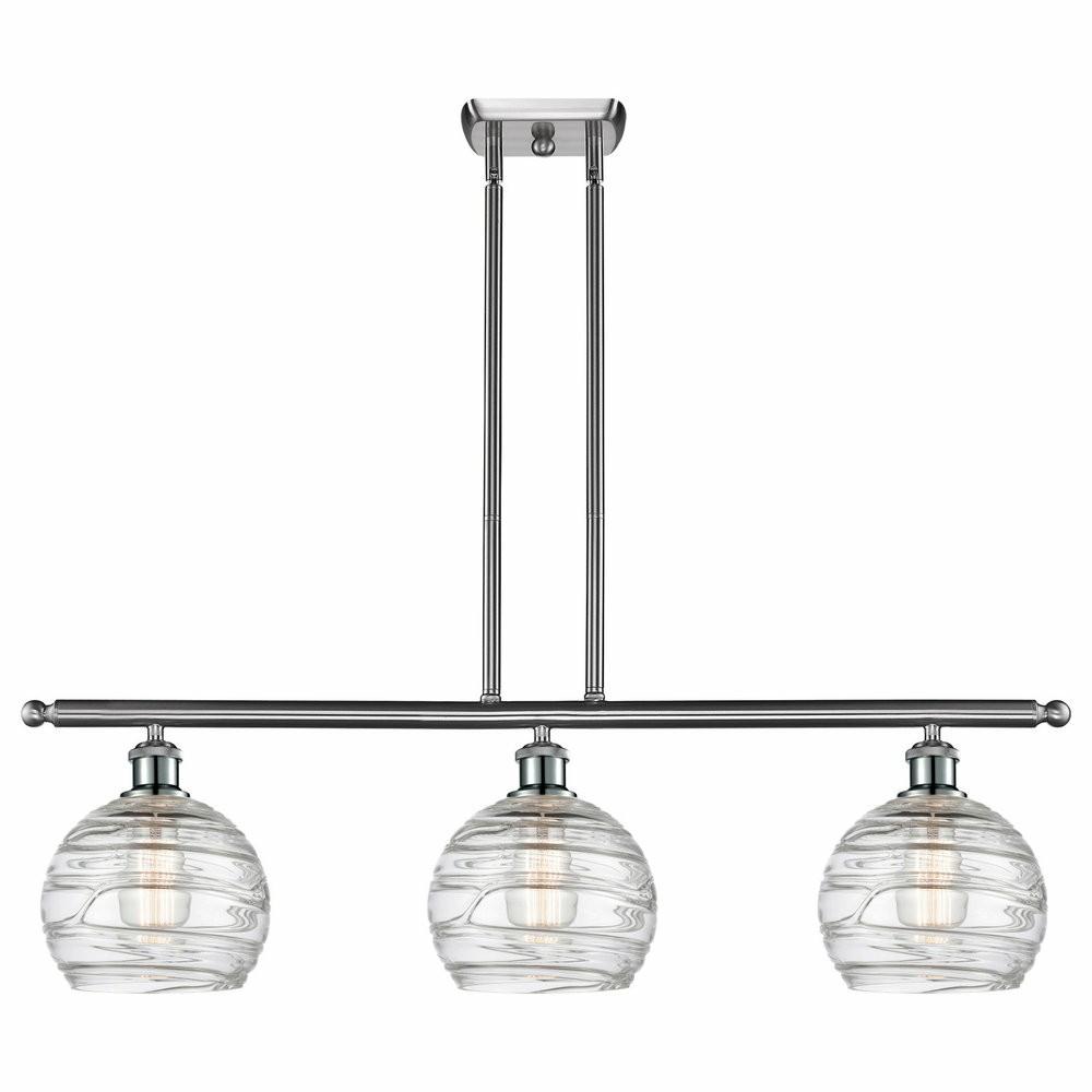 Lamp Sets |  Deco Swirl 3-Light Island-Light, Brushed Satin Nickel, Clear